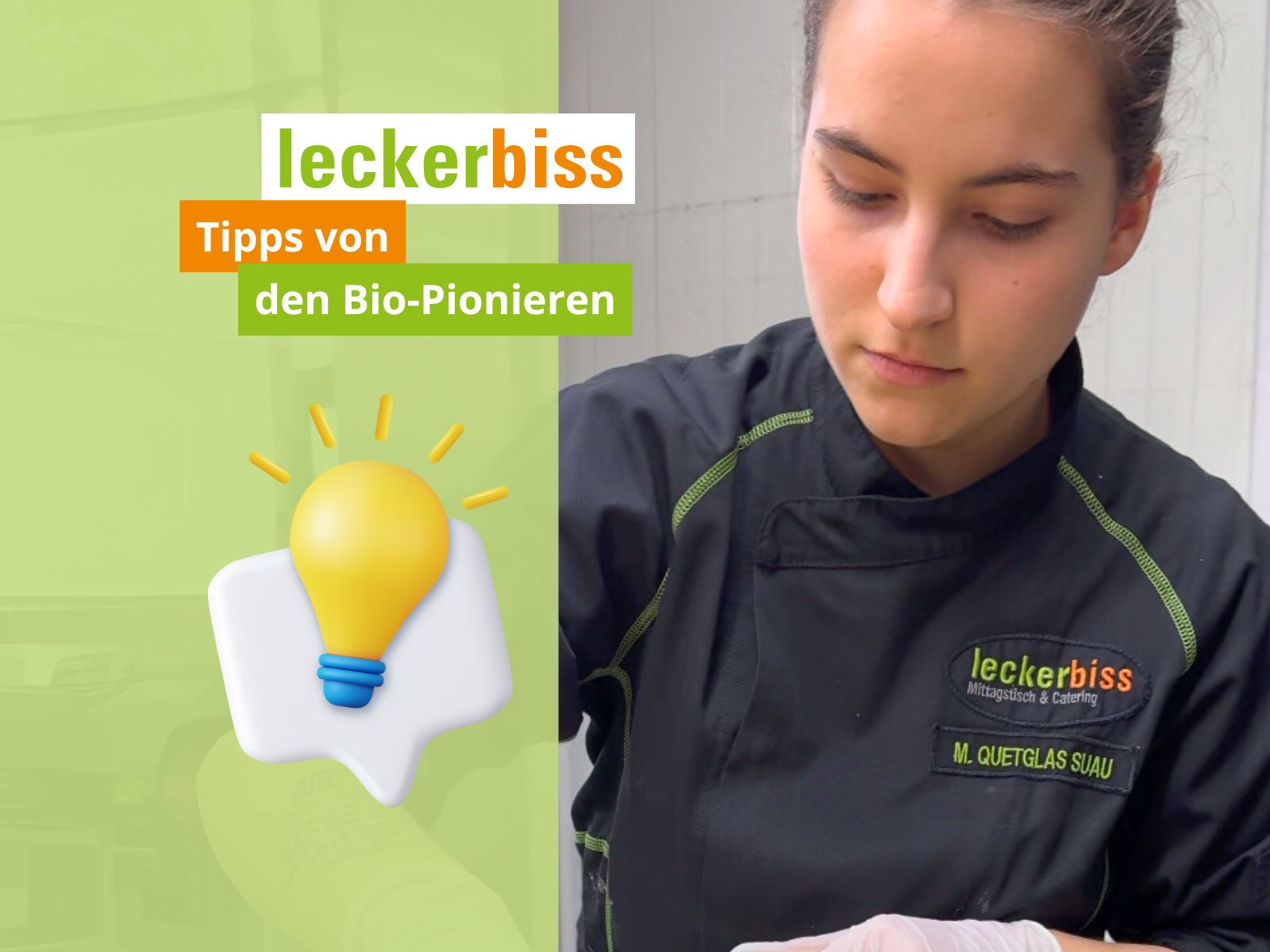 leckerbiss Teammitglied gibt Tipps zur Bio-Küche für Kinder und Einrichtungen
